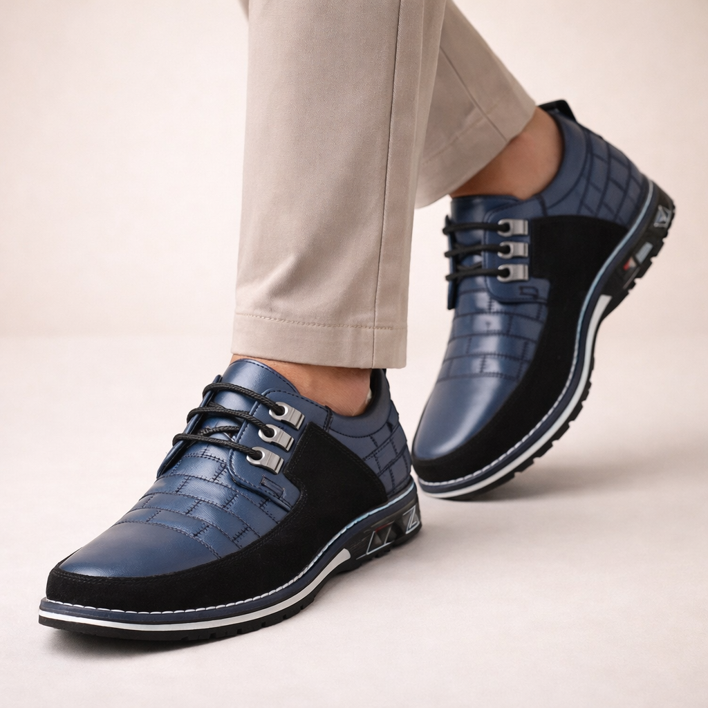 Men's Leather Panel Lace Up Smart Casual Shoes