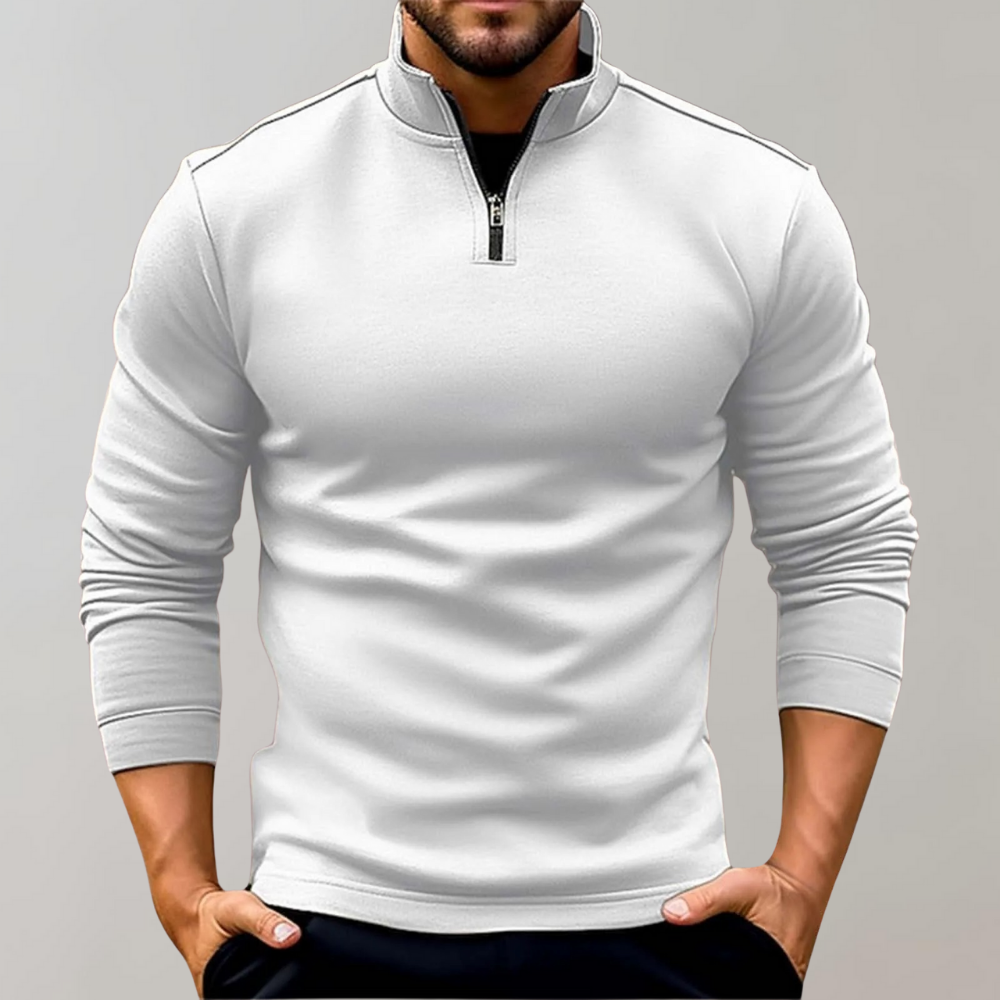 Men's Half Zip Jumper Fitted Long Sleeve Smart Knit