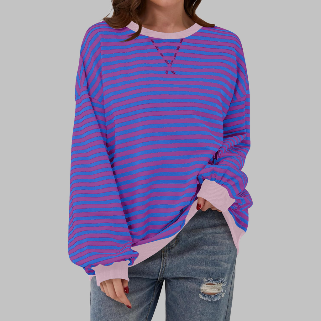 Women's Oversized Printed Sweatshirt – Relaxed Crew Neck