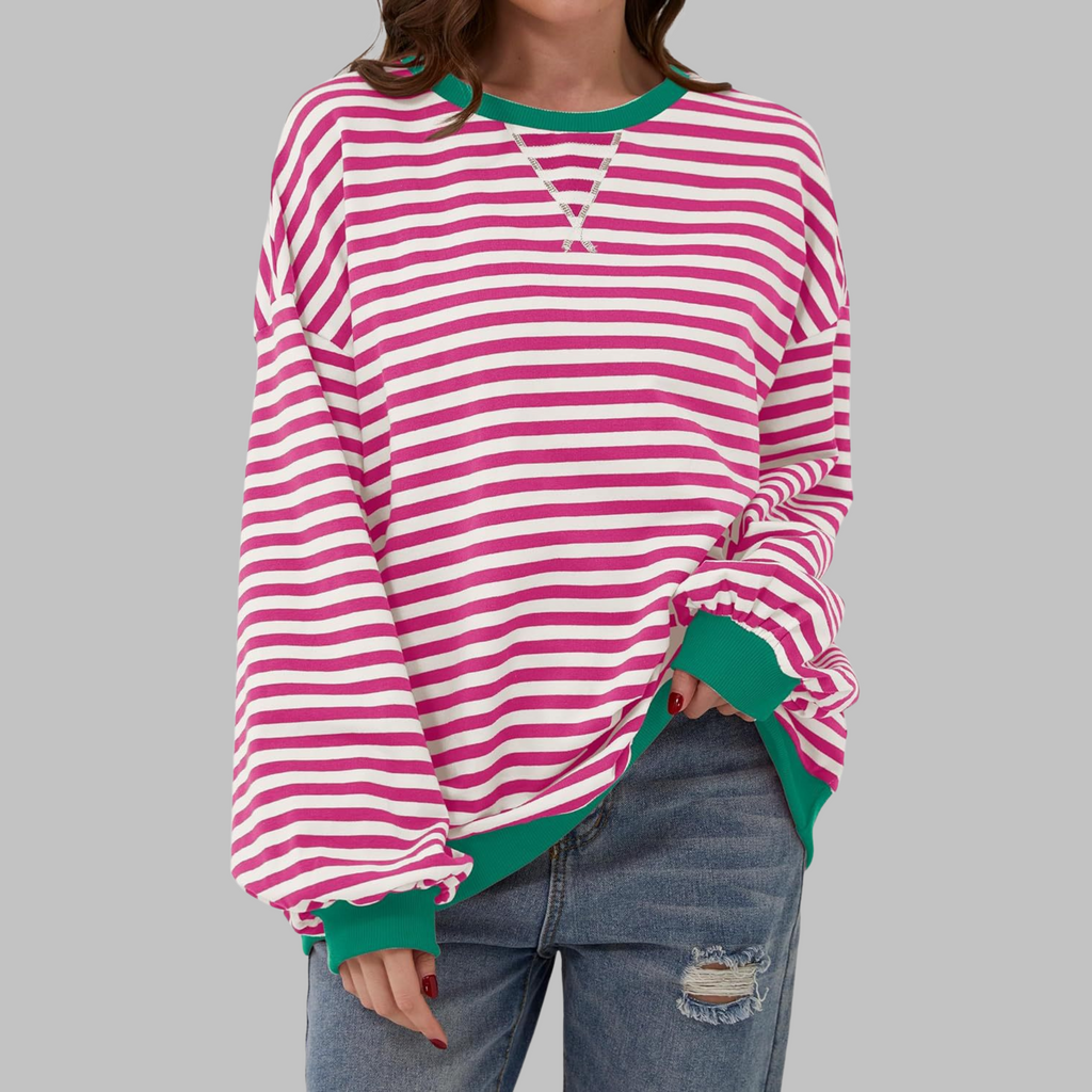 Women's Oversized Printed Sweatshirt – Relaxed Crew Neck