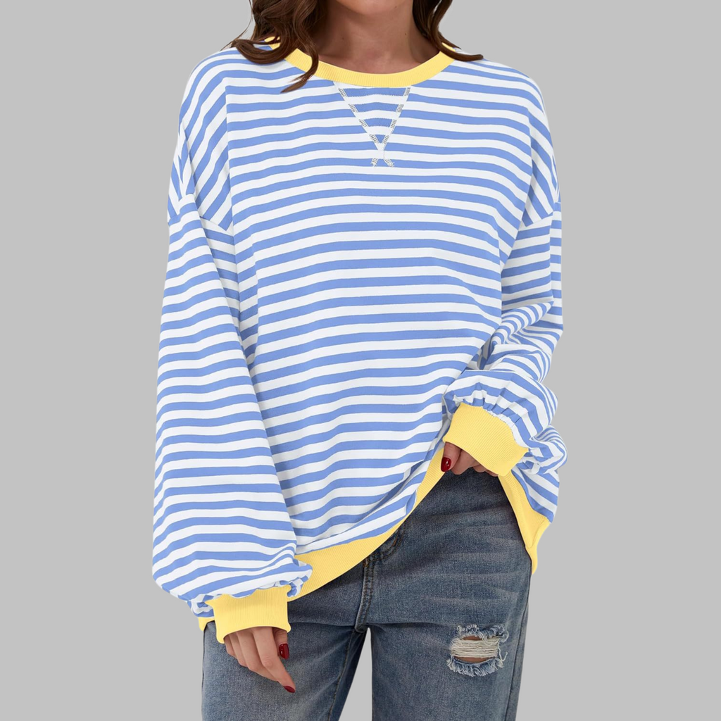 Women's Oversized Printed Sweatshirt – Relaxed Crew Neck