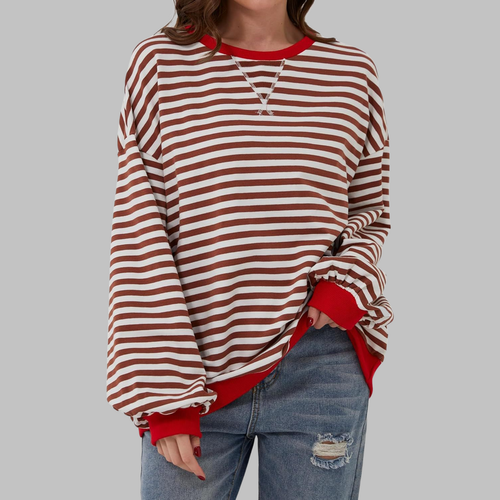 Women's Oversized Printed Sweatshirt – Relaxed Crew Neck