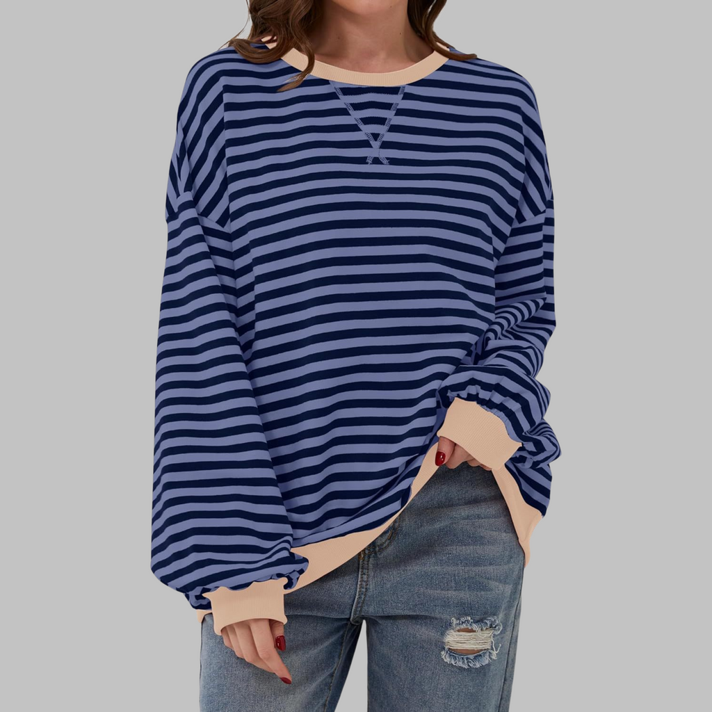 Women's Oversized Printed Sweatshirt – Relaxed Crew Neck