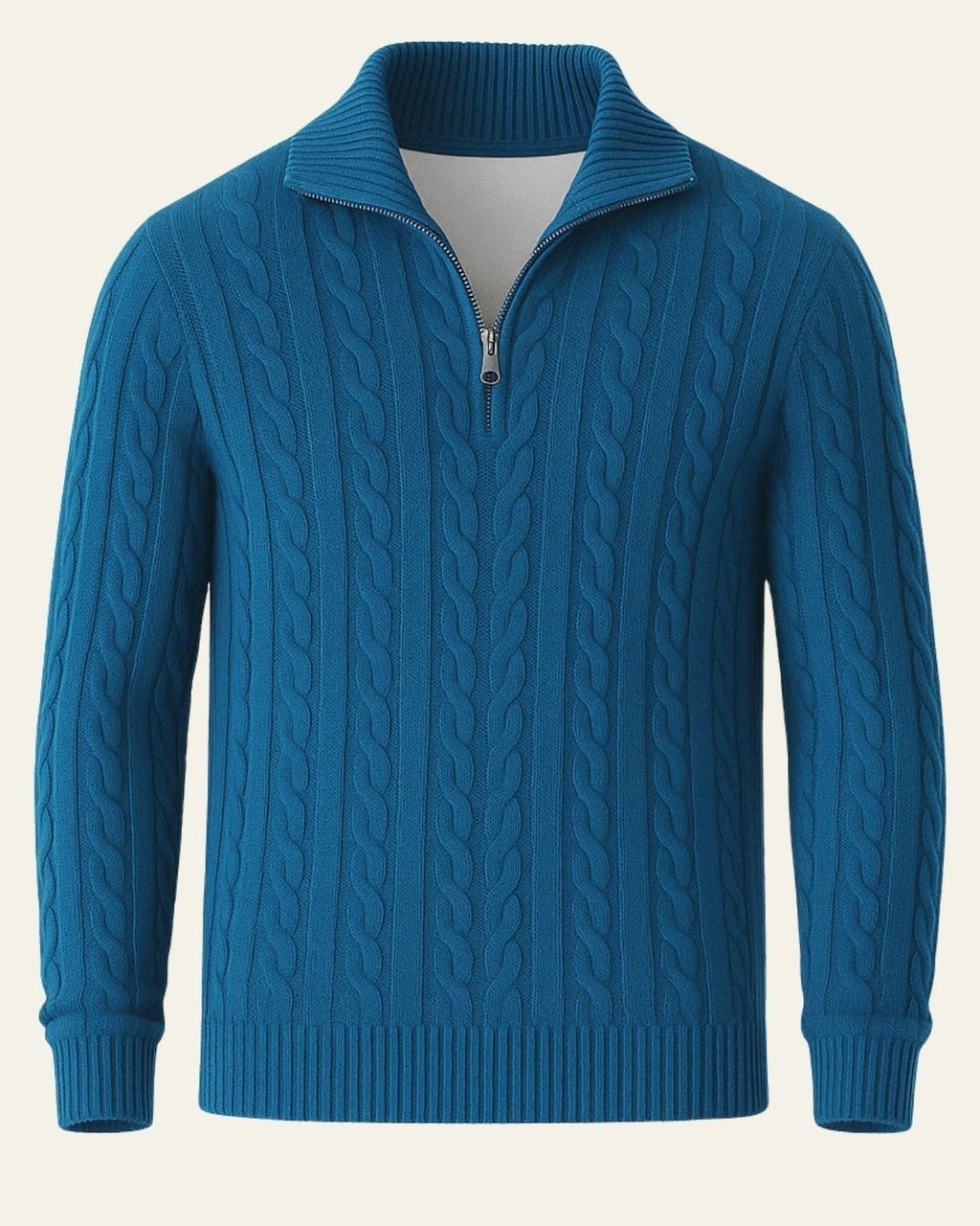 Men's Cable Knit Half Zip Sweater Refined Collar Layer