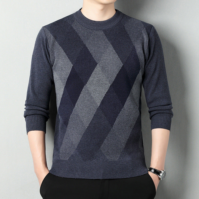 Men's Crew Neck Knit Sweater Printed Regular Fit Layer