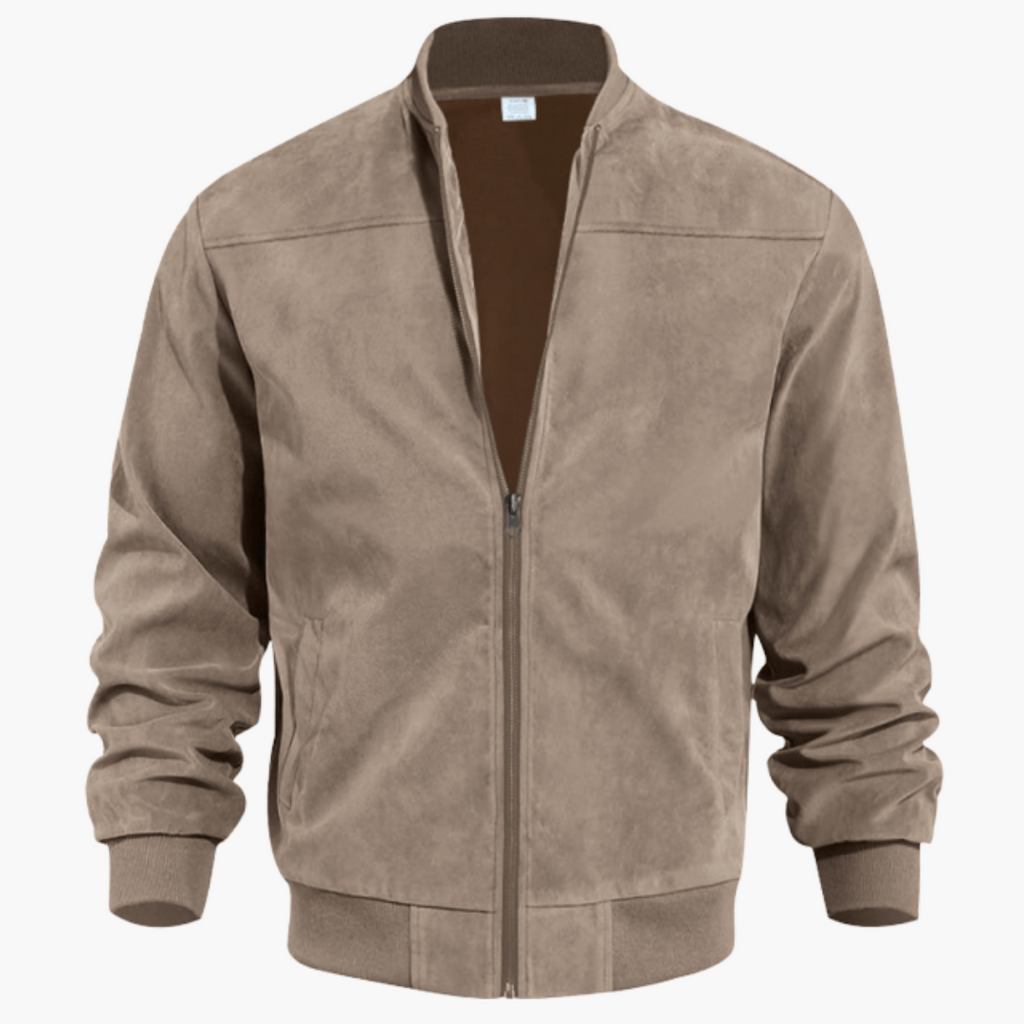 Men's Soft Suede Bomber Jacket Refined Zip Up Layer