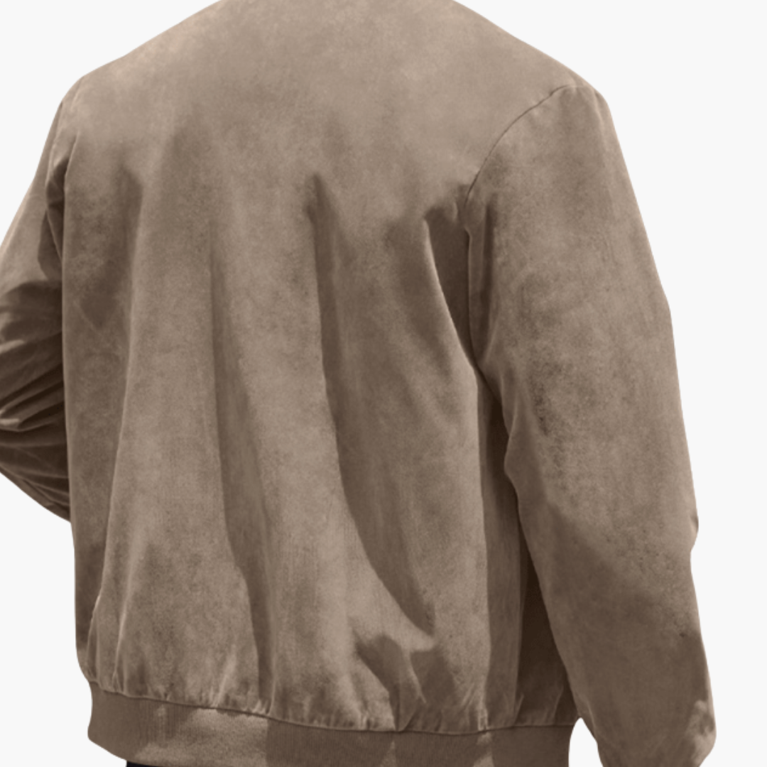 Men's Soft Suede Bomber Jacket Refined Zip Up Layer
