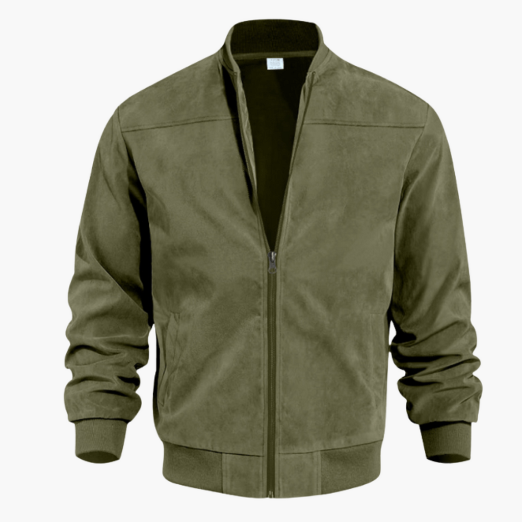 Men's Soft Suede Bomber Jacket Refined Zip Up Layer