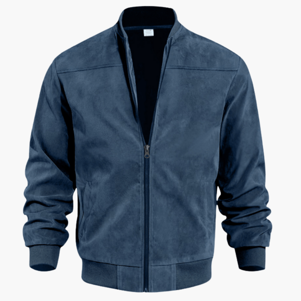 Men's Soft Suede Bomber Jacket Refined Zip Up Layer