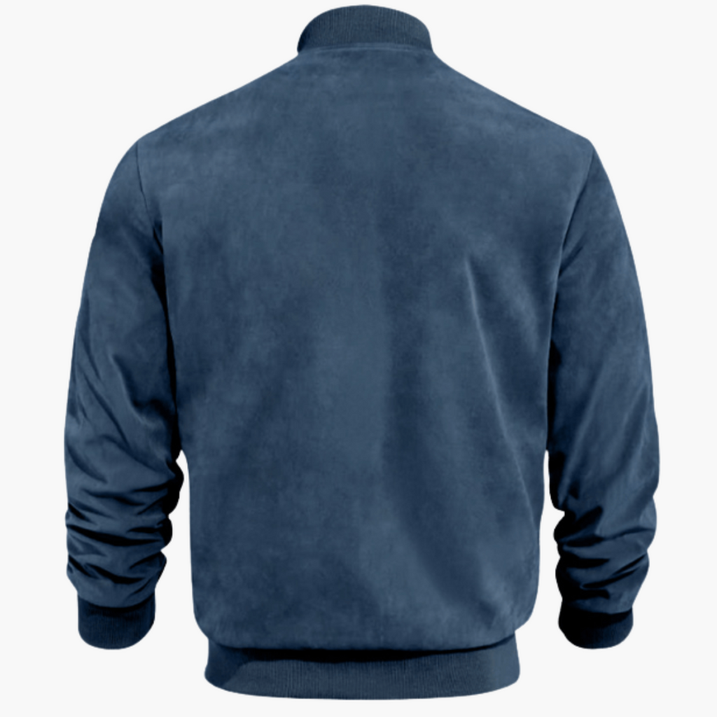 Men's Soft Suede Bomber Jacket Refined Zip Up Layer