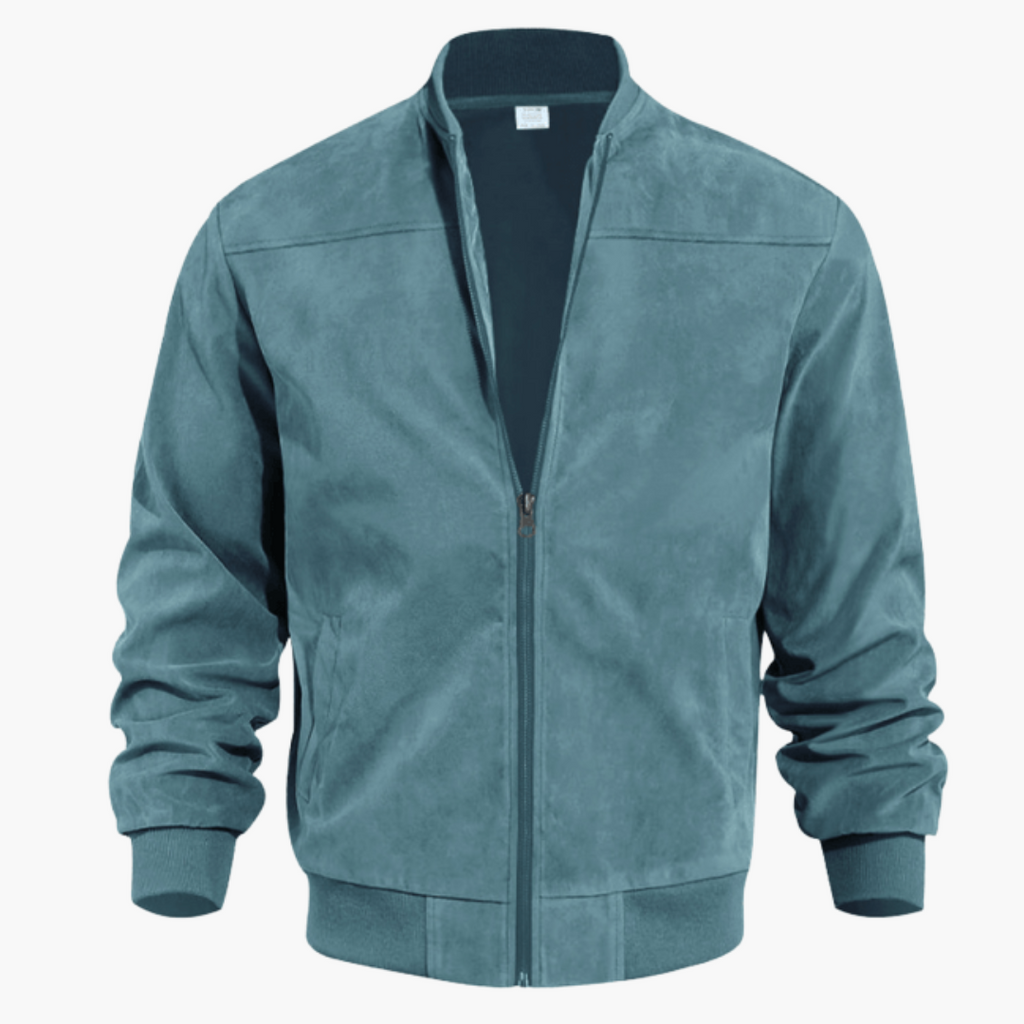 Men's Soft Suede Bomber Jacket Refined Zip Up Layer