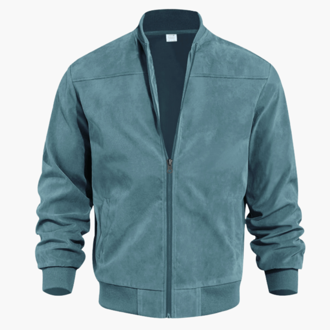 Men's Soft Suede Bomber Jacket Refined Zip Up Layer