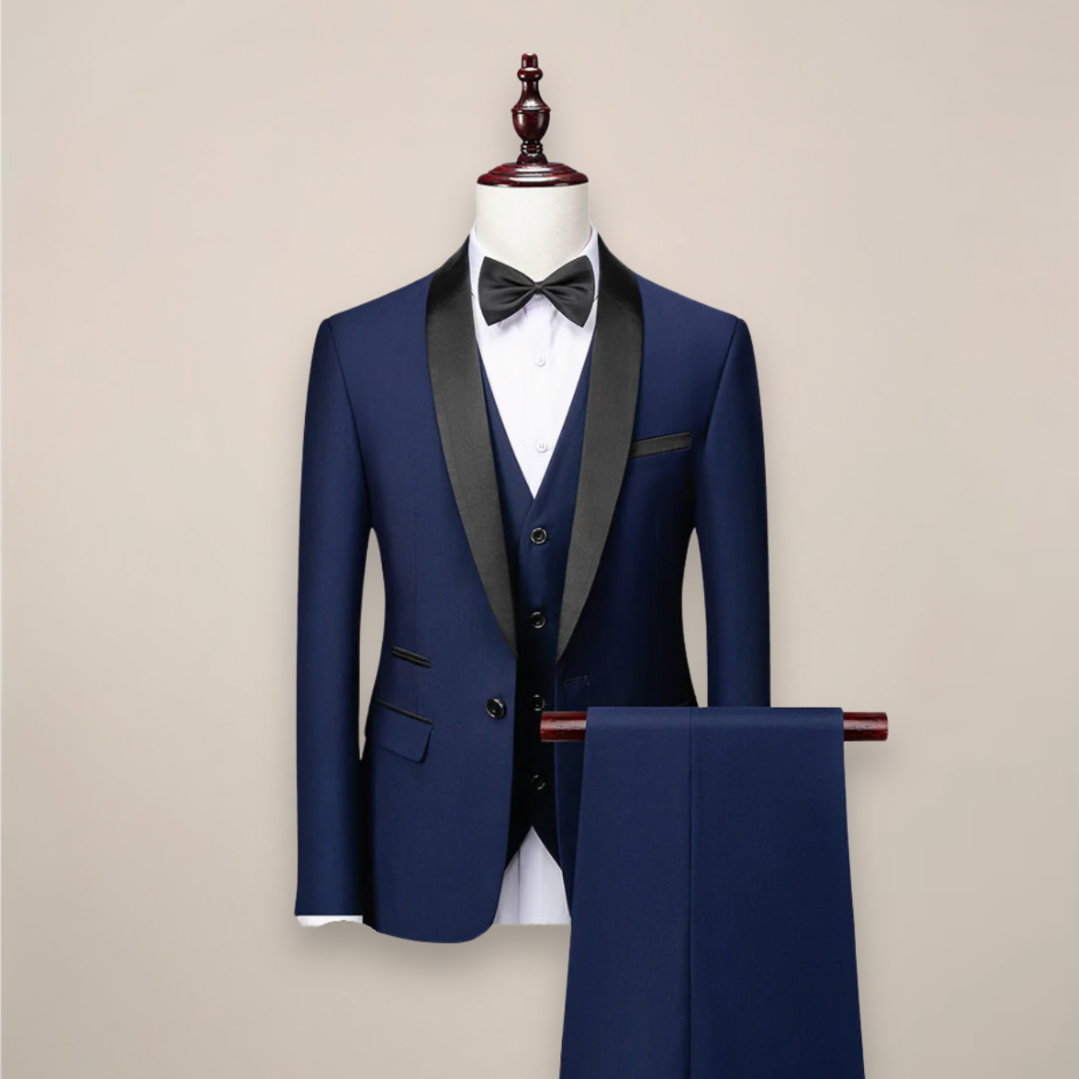 Men's Tailored Three Piece Tuxedo Suit Shawl Lapel Weddings
