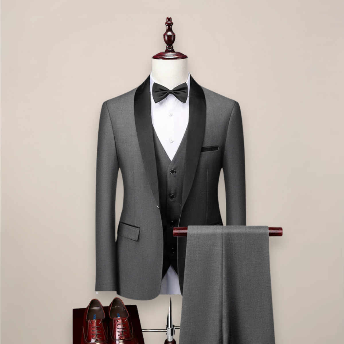 Men's Tailored Three Piece Tuxedo Suit Shawl Lapel Weddings