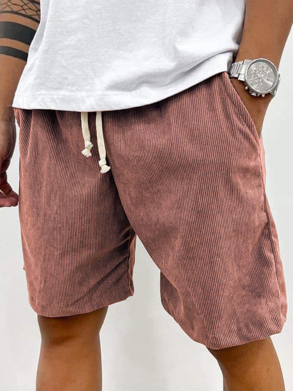 Men's Corduroy Drawstring Shorts Relaxed Textured Summer Fit