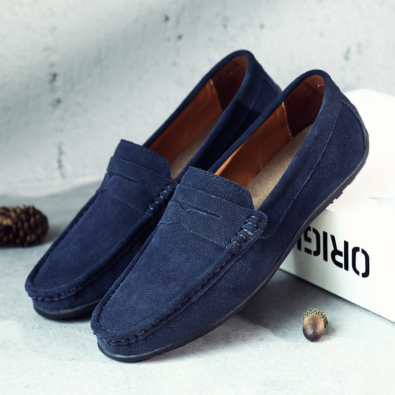 Men's Suede Penny Loafers Refined Slip On Casual Shoes
