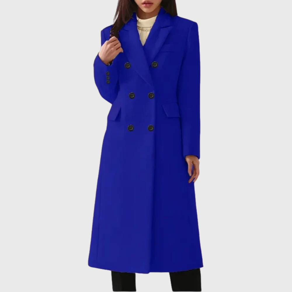 Women's Double-Breasted Wool Coat – Tailored Long Coat