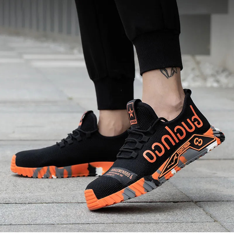 Men's Printed Safety Work Trainers Protective Lightweight Shoes