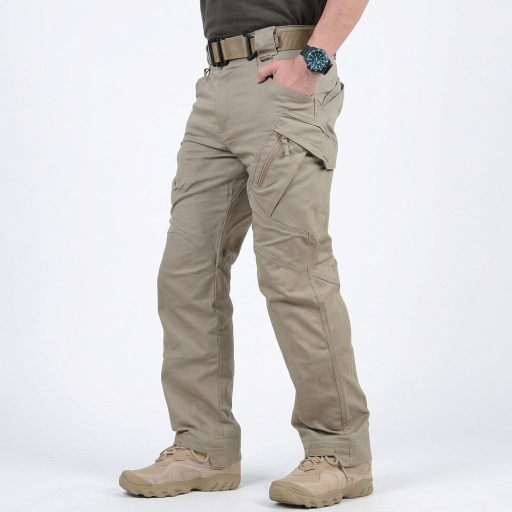 Men's Water-Repellent Utility Cargo Trousers - Beige