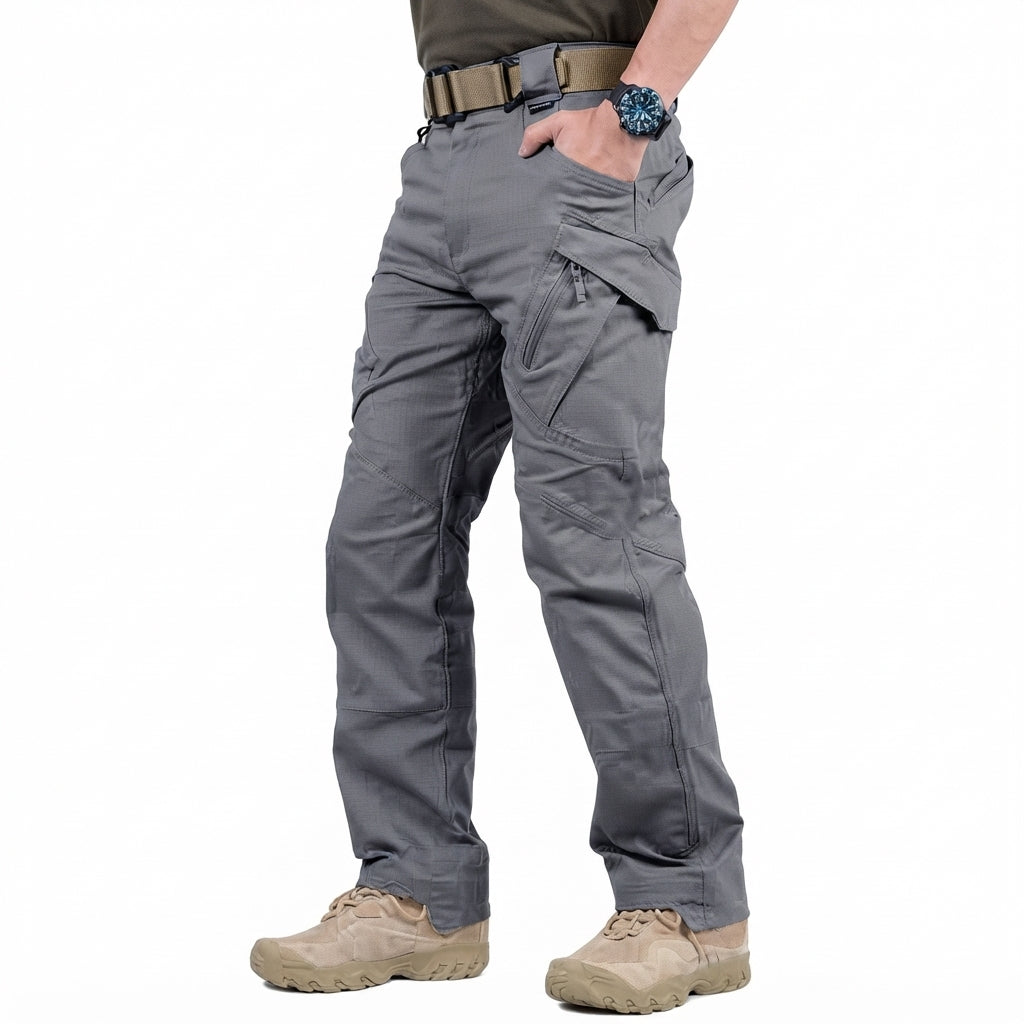 Men's Water-Repellent Utility Cargo Trousers - Grey