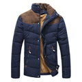 Men's Insulated Quilted Jacket With Contrast Shoulders - Navy Blue