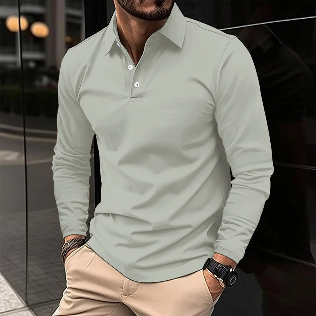 Men's Long Sleeve Polo Shirt Refined Tailored Everyday Essential