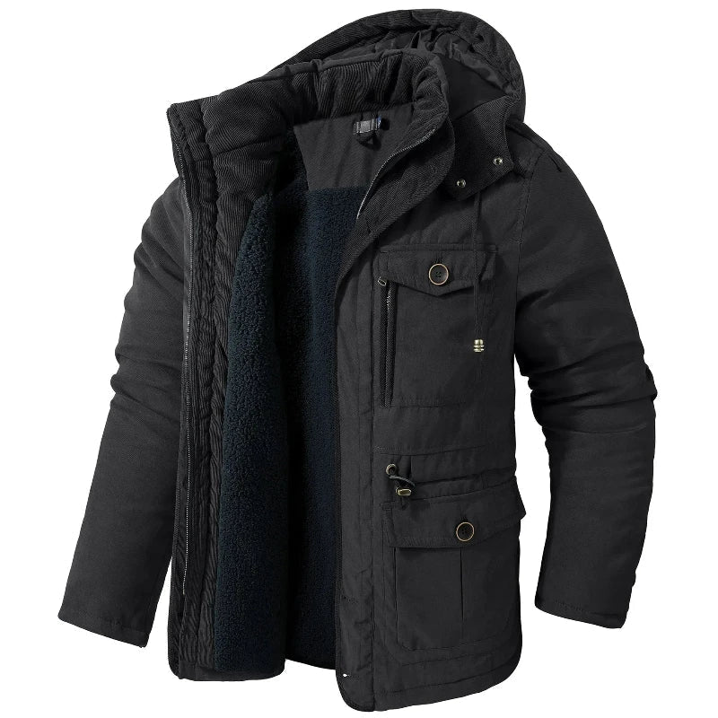 Women's Drawcord Hood Insulated Winter Coat - Black