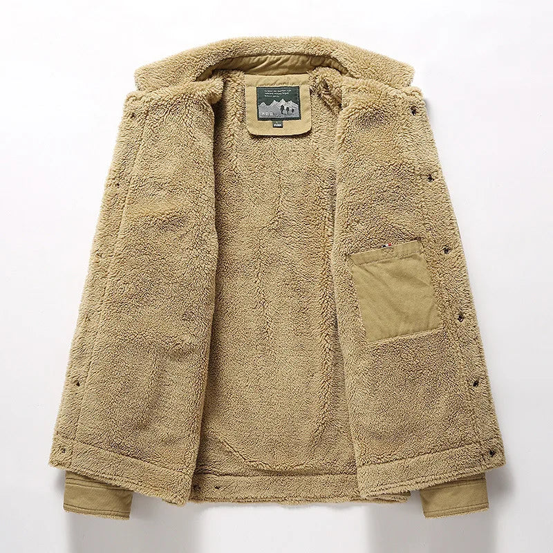 Men's Turn-Down Collar Sherpa Utility Coat