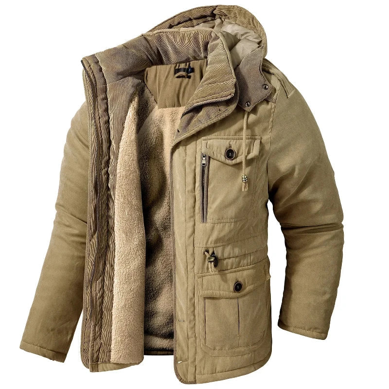 Women's Drawcord Hood Insulated Winter Coat - Khaki