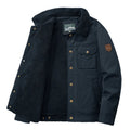 Men's Turn-Down Collar Sherpa Utility Coat - Navy Blue