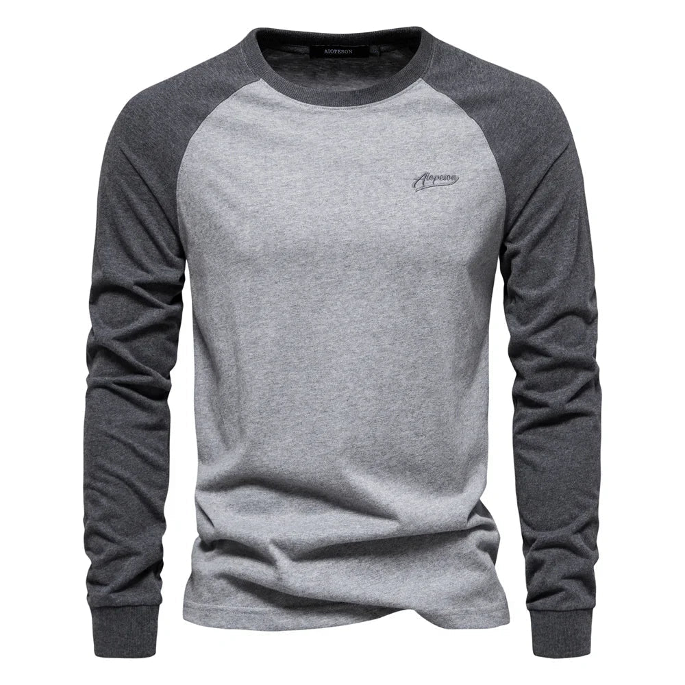Men's Raglan Long Sleeve Casual Crew Neck Shirt