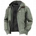 Men's Utility Zip Jacket With Fleece-Lined Drawcord Hood - Sage Green