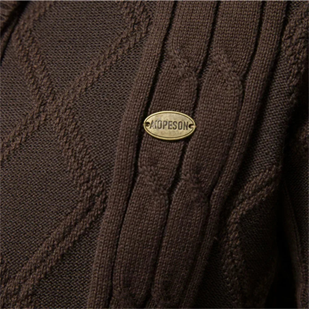 Men's Shawl Collar Cable Knit Button Cardigan