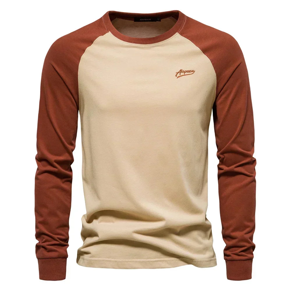 Men's Raglan Long Sleeve Casual Crew Neck Shirt