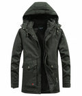 Men's Rugged Hooded Parka With Fleece Interior and Utility Pockets - Army Green A