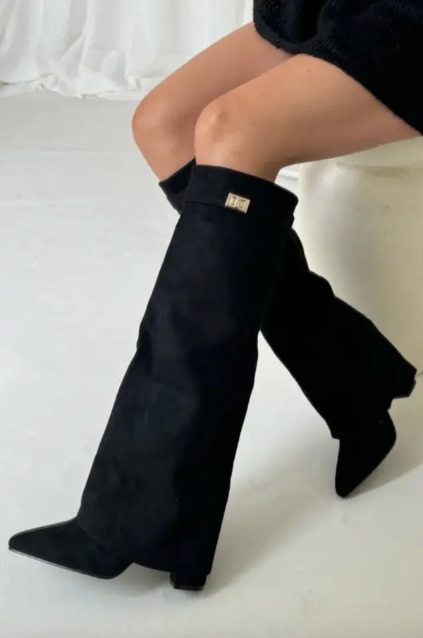 Women's Tall Leather Boots Slim Elegant Heel