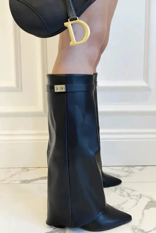 Women's Tall Leather Boots Slim Elegant Heel