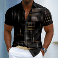 Men's Bold Print Short Sleeve Holiday Shirt - Black