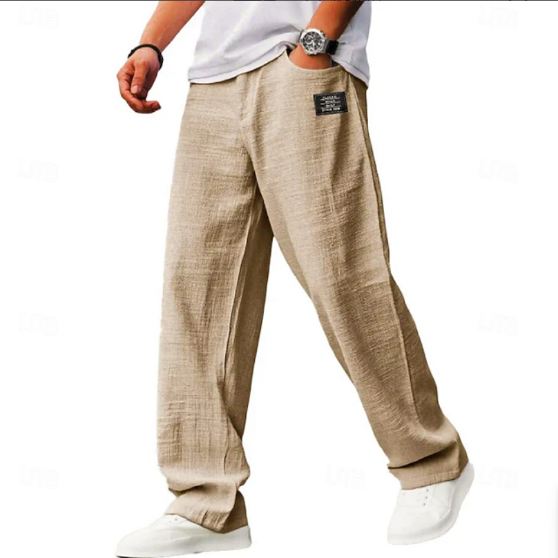Men's Easy Loose Fit Casual Trousers - Beige