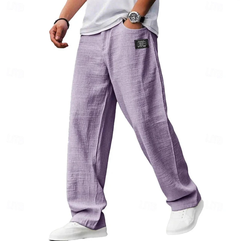 Men's Easy Loose Fit Casual Trousers - Purple