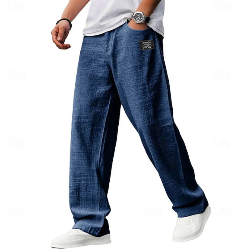 Men's Easy Loose Fit Casual Trousers - Navy Blue