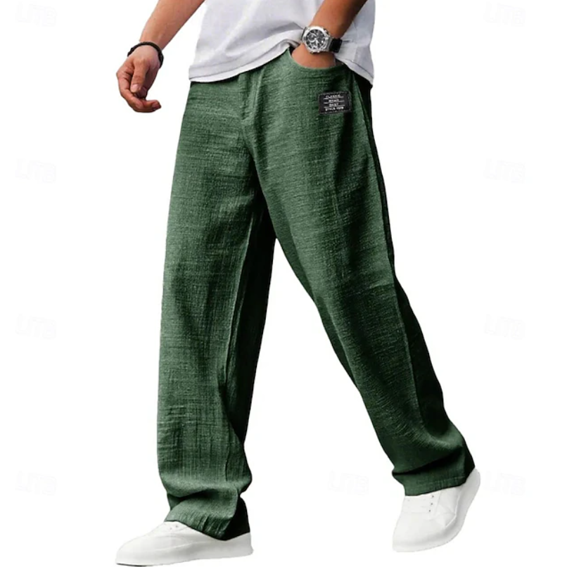 Men's Easy Loose Fit Casual Trousers - Army Green