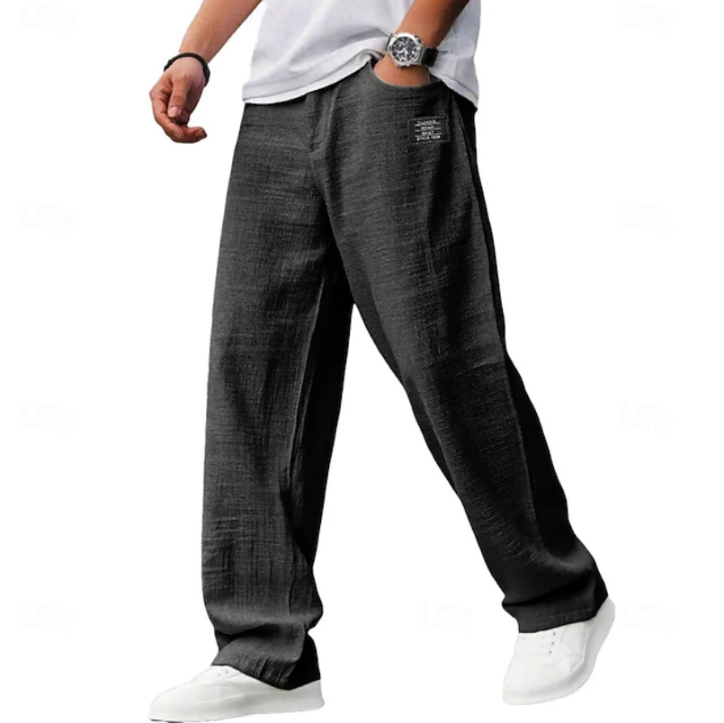 Men's Easy Loose Fit Casual Trousers - Black