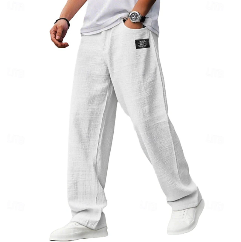 Men's Easy Loose Fit Casual Trousers - White