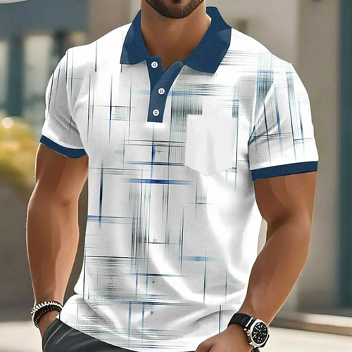 Men's Abstract Pattern Long Sleeve Shirt - Blue