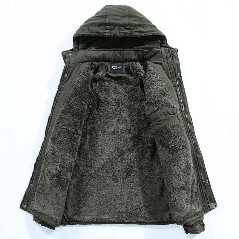 Men's Rugged Hooded Parka With Fleece Interior and Utility Pockets