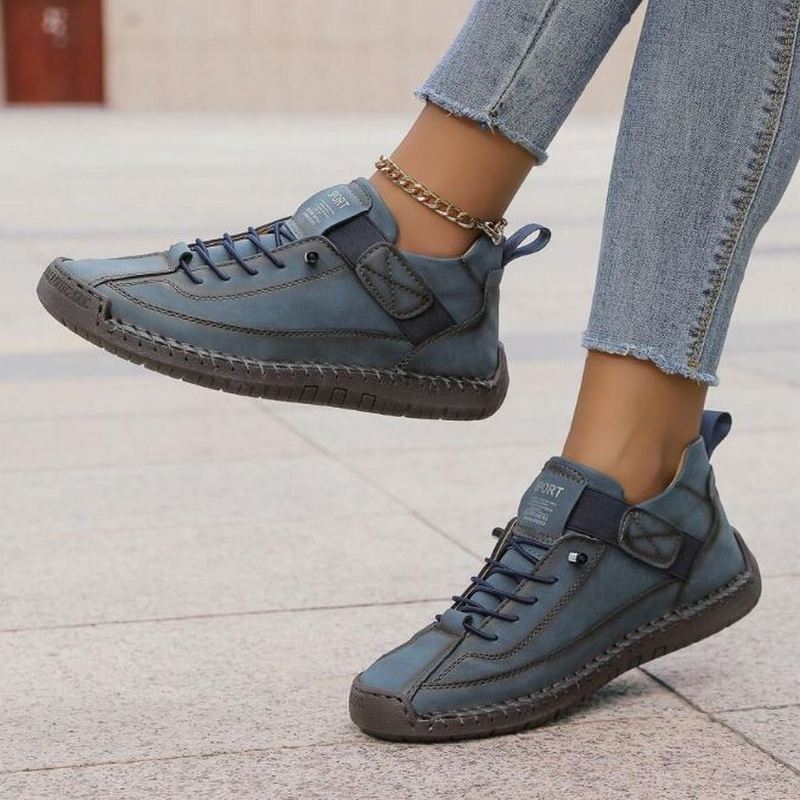 Women's Low-Profile Mixed-Material Lace-Up Trainers