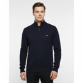 Men's Ribbed Quarter Zip Sweater with Stand Collar