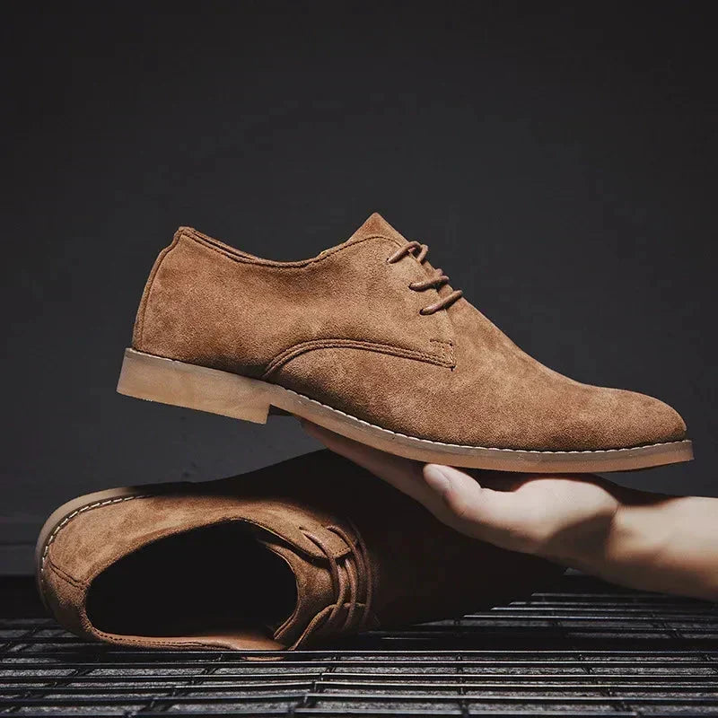 Men's Vegan Suede Oxford Shoes Cushioned Lace Up Dress