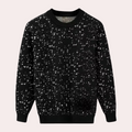 Men's Printed Knit Sweater with Crew Neck Ribbed Trims